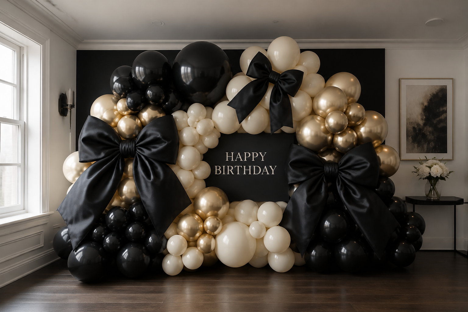 Aesthetic Black Bow Birthday